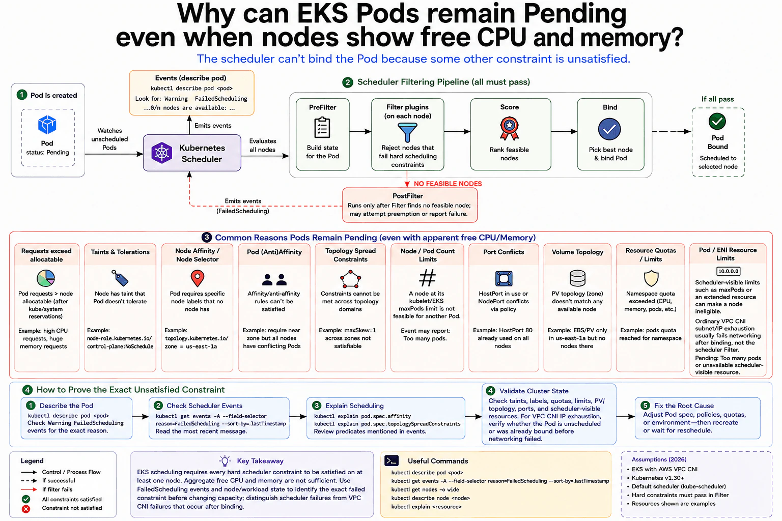 Why can EKS Pods remain Pending even when nodes show free CPU and memory? diagram