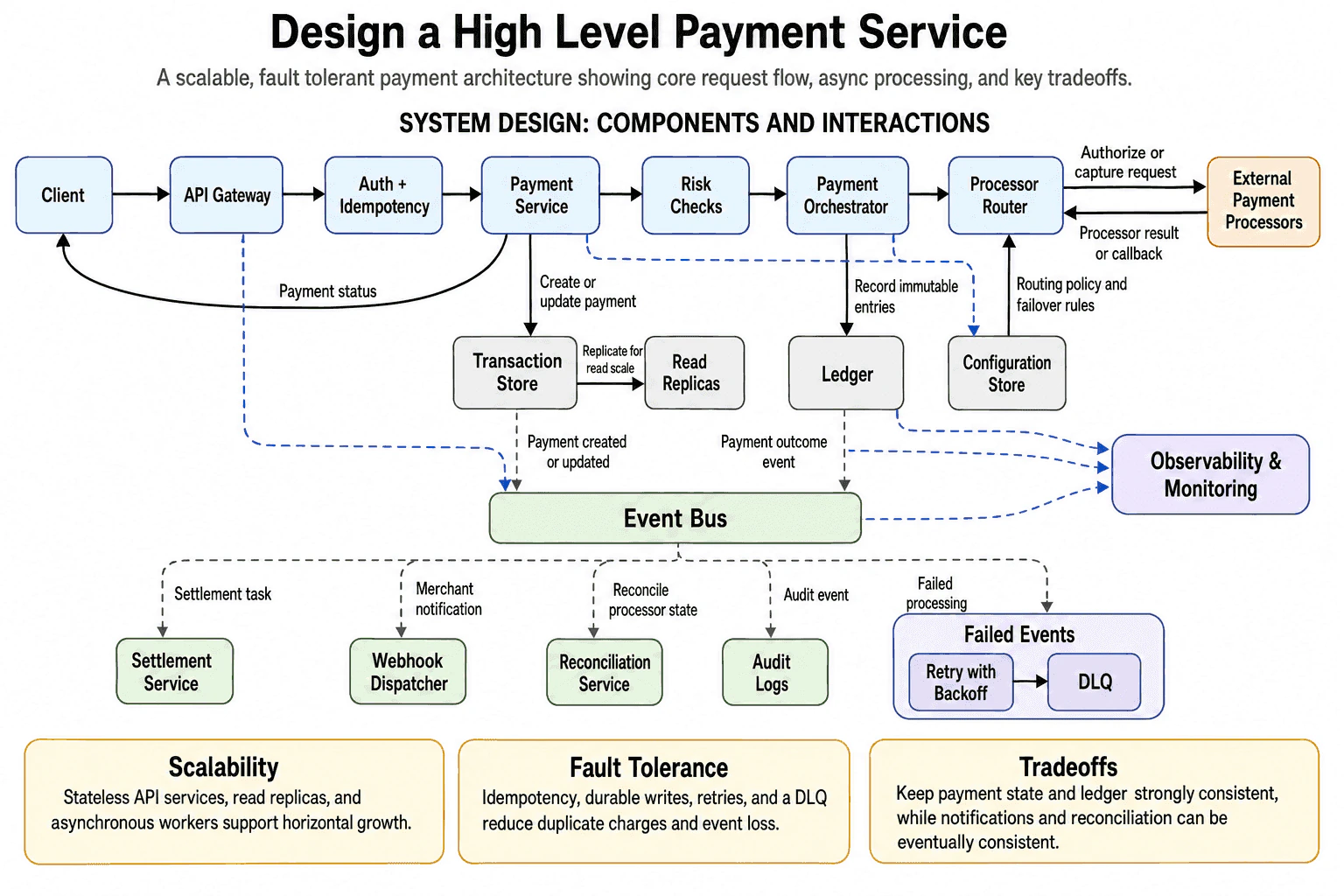 Design a high-level payment service. diagram
