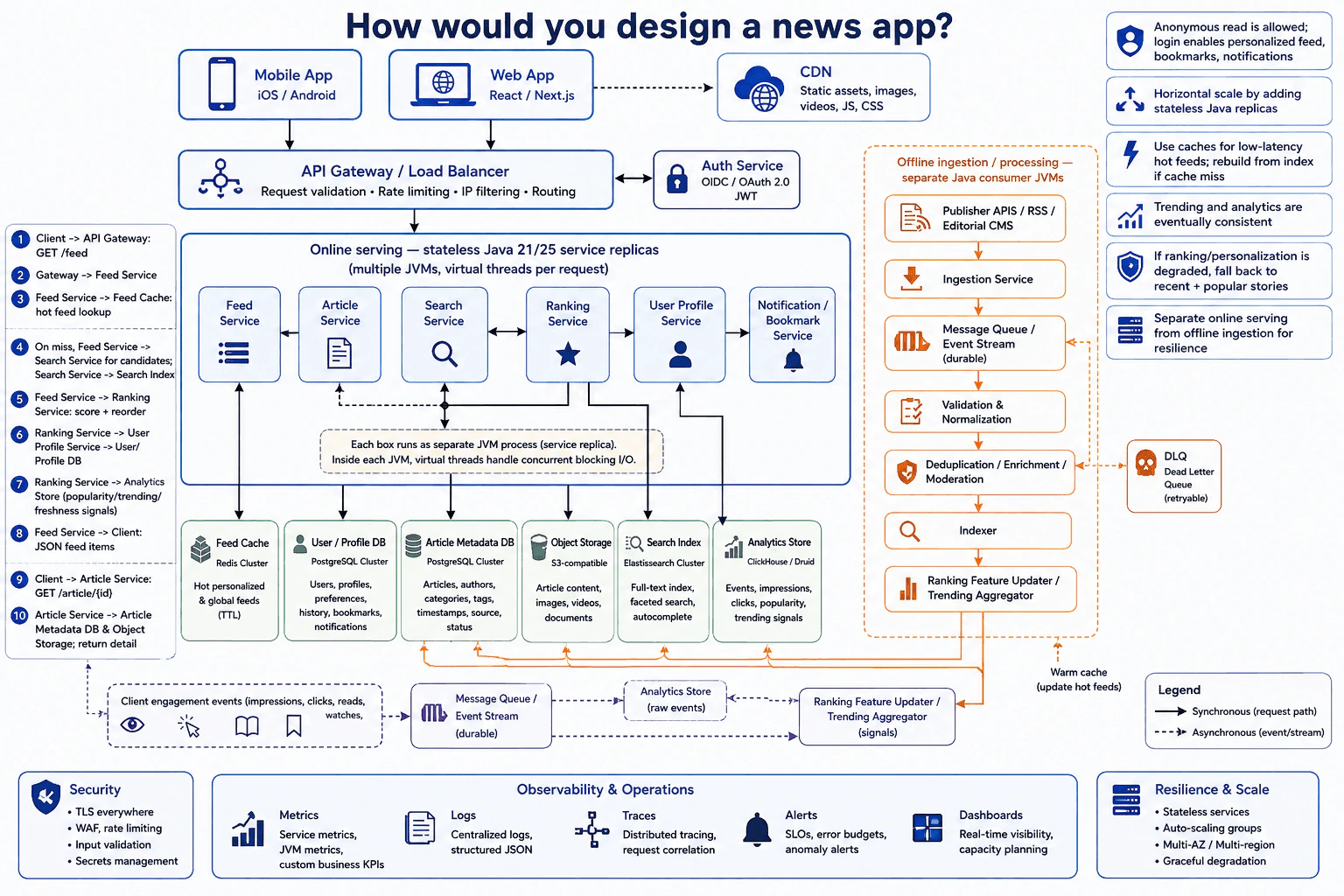 How would you design a news app? diagram