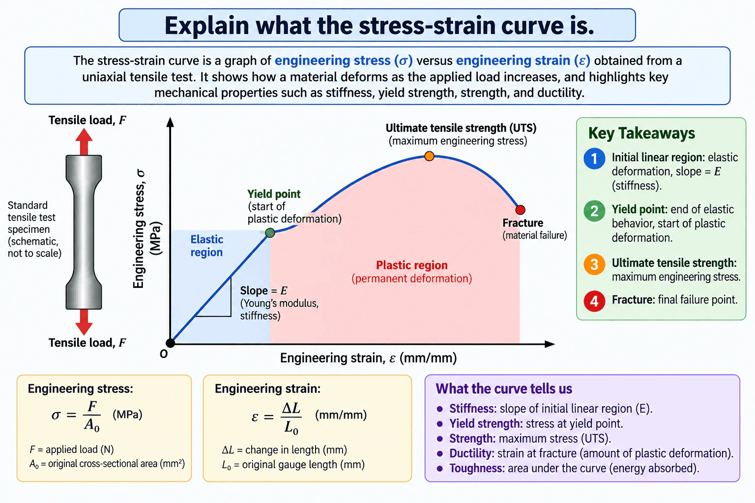 Explain what the stress-strain curve is. diagram
