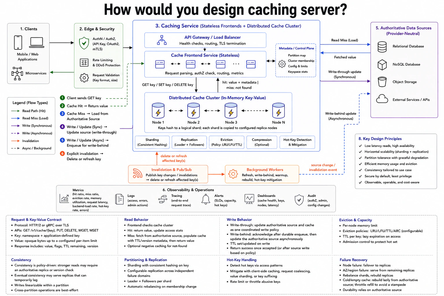 How would you design a caching server? diagram