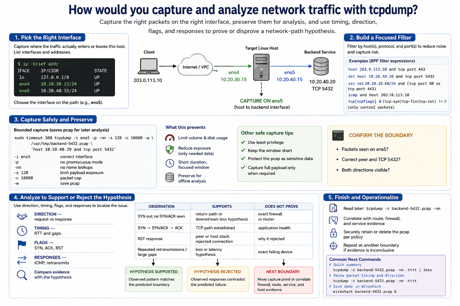 How would you capture and analyze network traffic with tcpdump? diagram