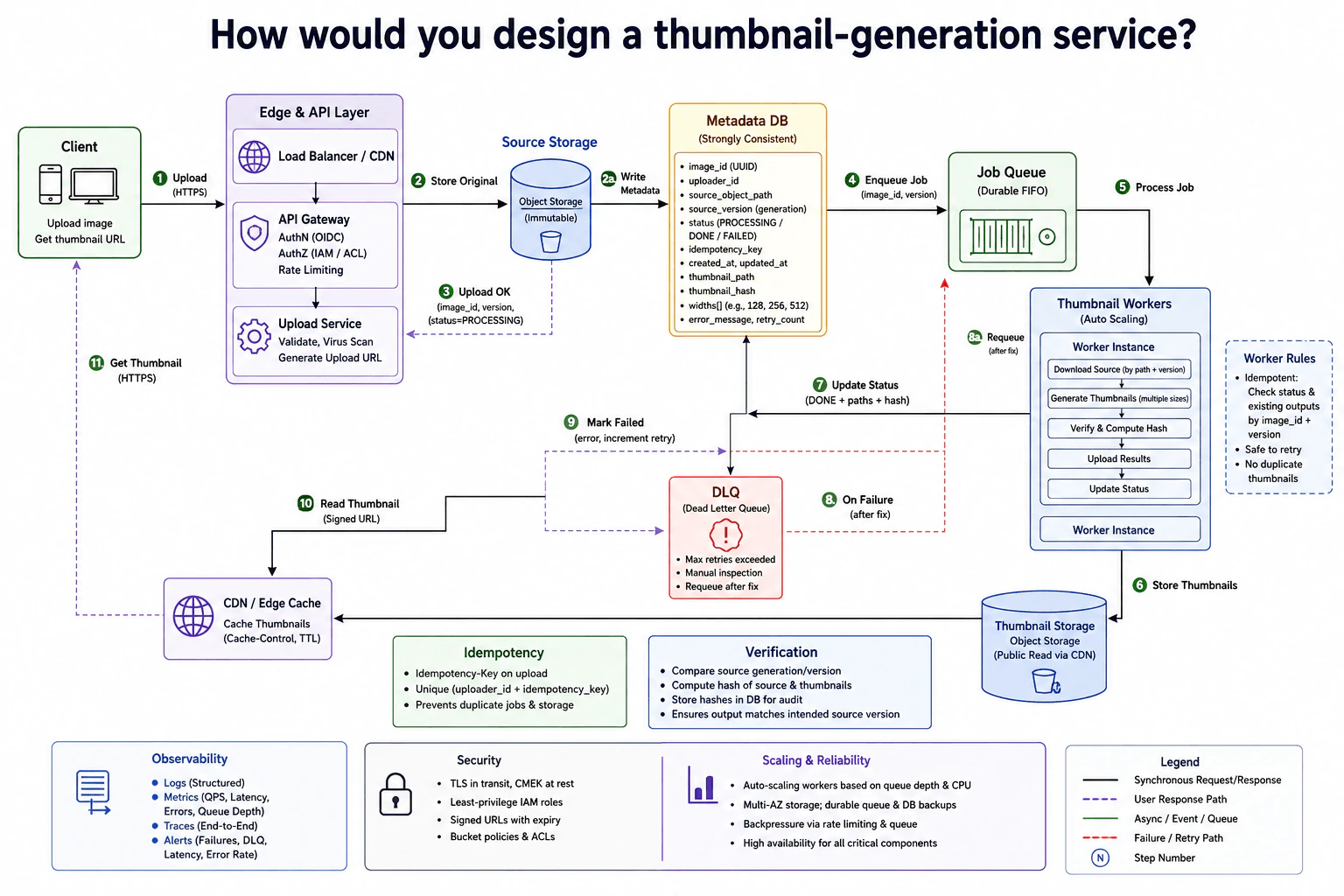 How would you design a thumbnail-generation service? diagram