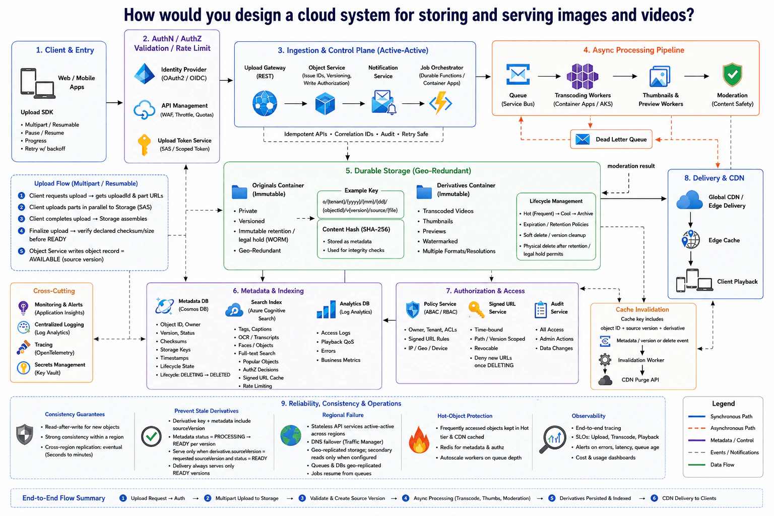 How would you design a cloud system for storing and serving images and videos? diagram