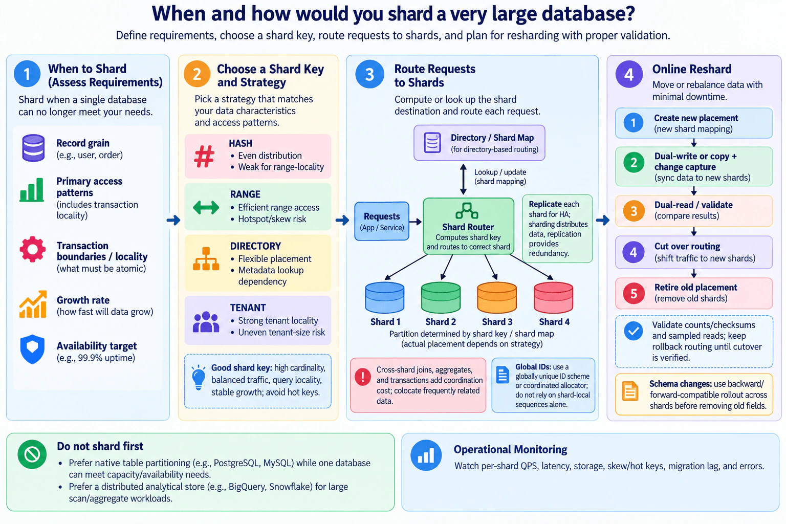 When and how would you shard a very large database? diagram