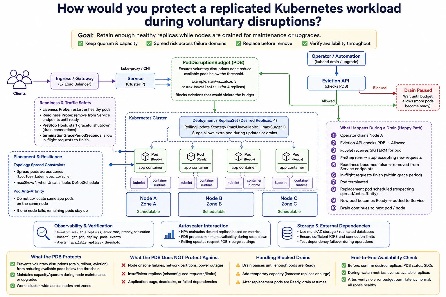 How would you protect a replicated Kubernetes workload during voluntary disruptions? diagram