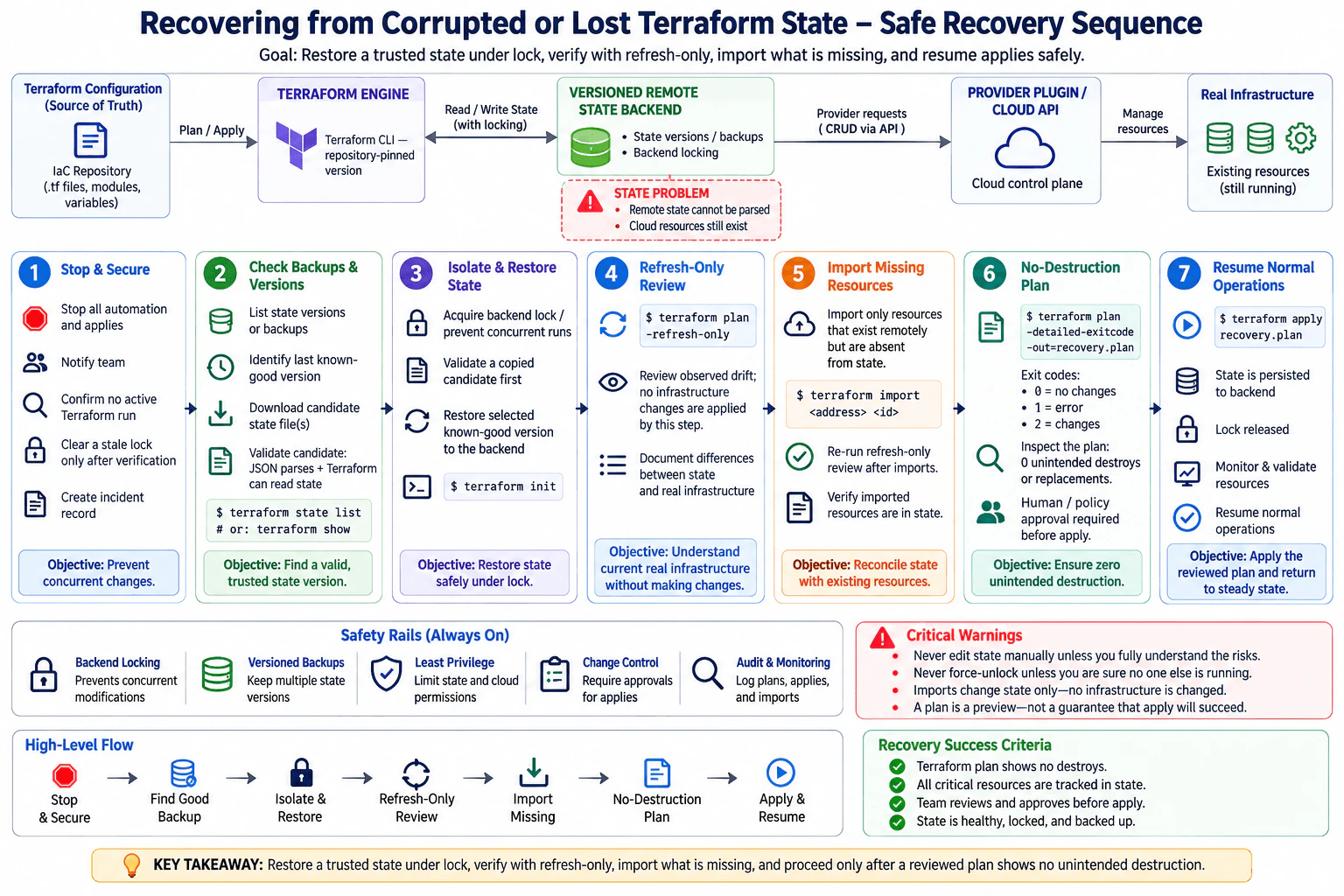 How would you recover from corrupted or lost Terraform state? diagram