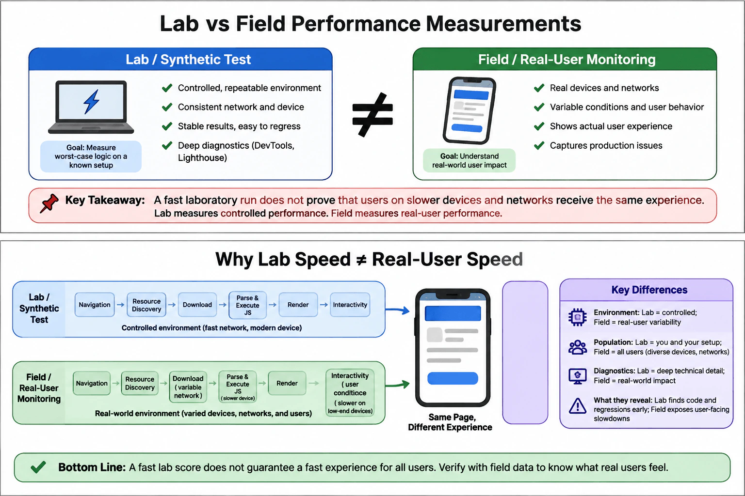 How do lab performance measurements differ from field measurements? diagram